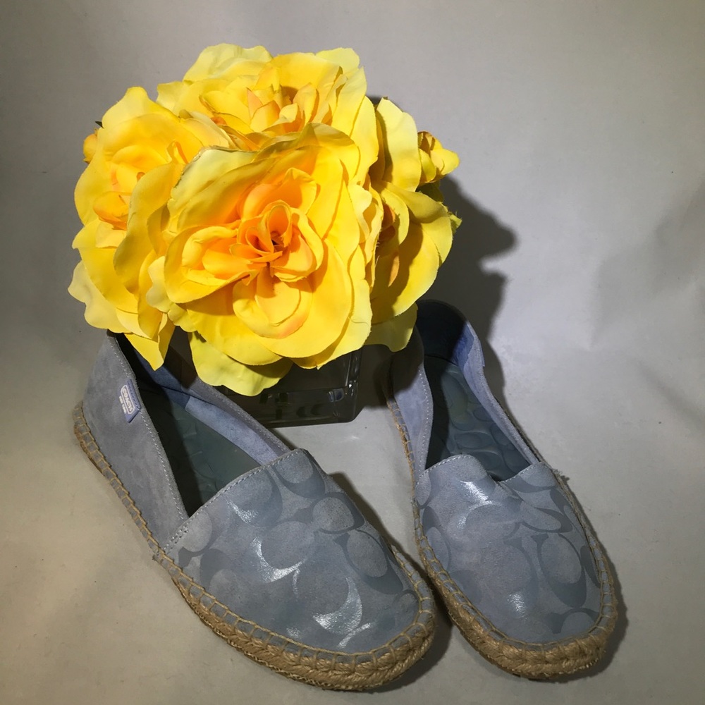 Coach Signature Suede Baby Blue Espadrilles